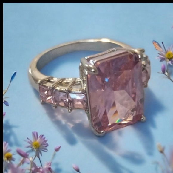💕925 Sterling Silver Pink Ice Moissanite Ring - Picture 14 of 17